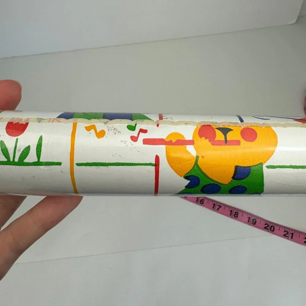Vtg Retro Roll Rubbermaid Contact Plastic Candy Bears Teddy Yellow Square Flower